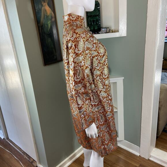Vintage 60s Romantica Victor Costa Metallic Brocade Paisley Mini Shift Dress - Picture 4 of 11